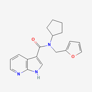 molecular formula C18H19N3O2 B7573550 N-cyclopentyl-N-(furan-2-ylmethyl)-1H-pyrrolo[2,3-b]pyridine-3-carboxamide 