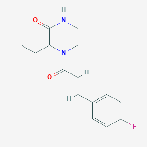 molecular formula C15H17FN2O2 B7573565 3-ethyl-4-[(E)-3-(4-fluorophenyl)prop-2-enoyl]piperazin-2-one 