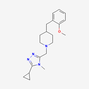 molecular formula C20H28N4O B7573574 1-[(5-Cyclopropyl-4-methyl-1,2,4-triazol-3-yl)methyl]-4-[(2-methoxyphenyl)methyl]piperidine 