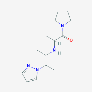 molecular formula C14H24N4O B7573588 2-(3-Pyrazol-1-ylbutan-2-ylamino)-1-pyrrolidin-1-ylpropan-1-one 