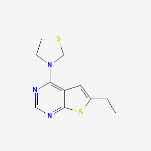 molecular formula C11H13N3S2 B7573606 6-Ethyl-4-(1,3-thiazolidin-3-yl)thieno[2,3-d]pyrimidine 