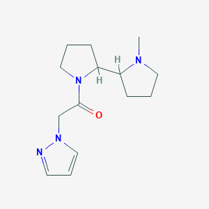 molecular formula C14H22N4O B7573614 1-[2-(1-Methylpyrrolidin-2-yl)pyrrolidin-1-yl]-2-pyrazol-1-ylethanone 