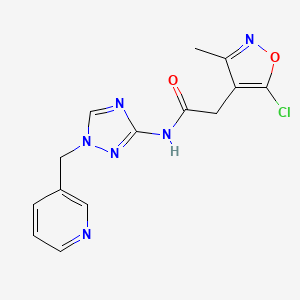 molecular formula C14H13ClN6O2 B7573624 2-(5-chloro-3-methyl-1,2-oxazol-4-yl)-N-[1-(pyridin-3-ylmethyl)-1,2,4-triazol-3-yl]acetamide 