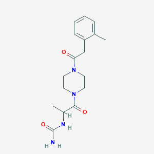 molecular formula C17H24N4O3 B7573632 [1-[4-[2-(2-Methylphenyl)acetyl]piperazin-1-yl]-1-oxopropan-2-yl]urea 
