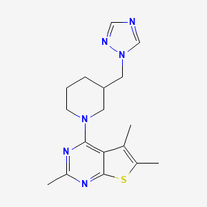 molecular formula C17H22N6S B7573639 2,5,6-Trimethyl-4-[3-(1,2,4-triazol-1-ylmethyl)piperidin-1-yl]thieno[2,3-d]pyrimidine 
