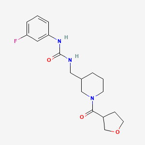 molecular formula C18H24FN3O3 B7573649 1-(3-Fluorophenyl)-3-[[1-(oxolane-3-carbonyl)piperidin-3-yl]methyl]urea 