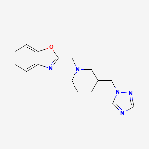 molecular formula C16H19N5O B7573663 2-[[3-(1,2,4-Triazol-1-ylmethyl)piperidin-1-yl]methyl]-1,3-benzoxazole 