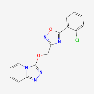 molecular formula C15H10ClN5O2 B7573667 5-(2-Chlorophenyl)-3-([1,2,4]triazolo[4,3-a]pyridin-3-yloxymethyl)-1,2,4-oxadiazole 