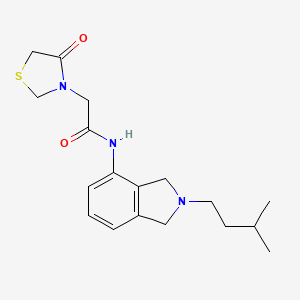 molecular formula C18H25N3O2S B7573676 N-[2-(3-methylbutyl)-1,3-dihydroisoindol-4-yl]-2-(4-oxo-1,3-thiazolidin-3-yl)acetamide 
