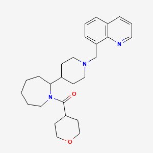 molecular formula C27H37N3O2 B7573691 Oxan-4-yl-[2-[1-(quinolin-8-ylmethyl)piperidin-4-yl]azepan-1-yl]methanone 