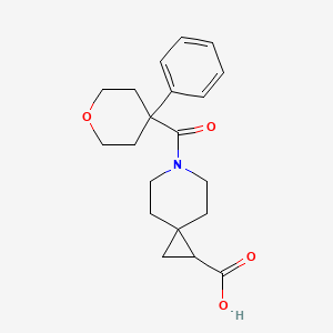 molecular formula C20H25NO4 B7573703 6-(4-Phenyloxane-4-carbonyl)-6-azaspiro[2.5]octane-2-carboxylic acid 