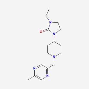molecular formula C16H25N5O B7573718 1-Ethyl-3-[1-[(5-methylpyrazin-2-yl)methyl]piperidin-4-yl]imidazolidin-2-one 