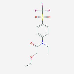 molecular formula C13H16F3NO4S B7573749 2-ethoxy-N-ethyl-N-[4-(trifluoromethylsulfonyl)phenyl]acetamide 