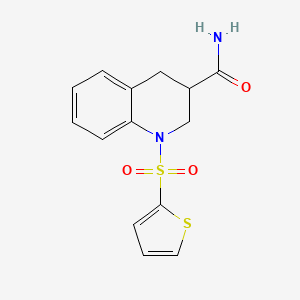 molecular formula C14H14N2O3S2 B7573777 1-thiophen-2-ylsulfonyl-3,4-dihydro-2H-quinoline-3-carboxamide 