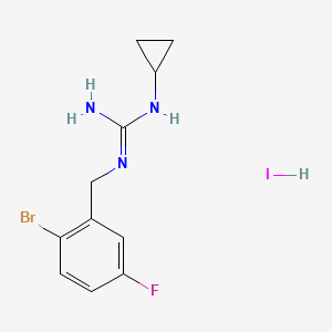 molecular formula C11H14BrFIN3 B7573789 2-[(2-Bromo-5-fluorophenyl)methyl]-1-cyclopropylguanidine;hydroiodide 
