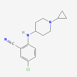 molecular formula C15H18ClN3 B7573806 5-Chloro-2-[(1-cyclopropylpiperidin-4-yl)amino]benzonitrile 