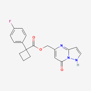 (7-oxo-1H-pyrazolo[1,5-a]pyrimidin-5-yl)methyl 1-(4-fluorophenyl)cyclobutane-1-carboxylate