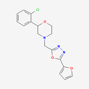 molecular formula C17H16ClN3O3 B7573834 2-(2-Chlorophenyl)-4-[[5-(furan-2-yl)-1,3,4-oxadiazol-2-yl]methyl]morpholine 