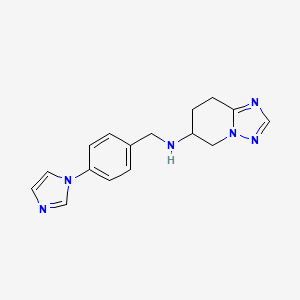 molecular formula C16H18N6 B7573842 N-[(4-imidazol-1-ylphenyl)methyl]-5,6,7,8-tetrahydro-[1,2,4]triazolo[1,5-a]pyridin-6-amine 