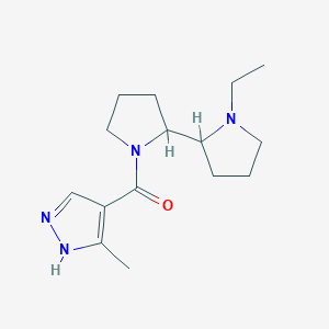 molecular formula C15H24N4O B7573850 [2-(1-ethylpyrrolidin-2-yl)pyrrolidin-1-yl]-(5-methyl-1H-pyrazol-4-yl)methanone 