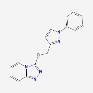 molecular formula C16H13N5O B7573861 3-[(1-Phenylpyrazol-3-yl)methoxy]-[1,2,4]triazolo[4,3-a]pyridine 