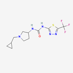 molecular formula C12H16F3N5OS B7573869 1-[1-(Cyclopropylmethyl)pyrrolidin-3-yl]-3-[5-(trifluoromethyl)-1,3,4-thiadiazol-2-yl]urea 