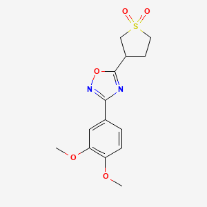 molecular formula C14H16N2O5S B7573880 3-[3-(3,4-Dimethoxyphenyl)-1,2,4-oxadiazol-5-yl]thiolane 1,1-dioxide 