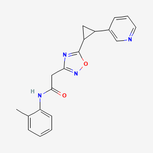 molecular formula C19H18N4O2 B7573890 N-(2-methylphenyl)-2-[5-(2-pyridin-3-ylcyclopropyl)-1,2,4-oxadiazol-3-yl]acetamide 