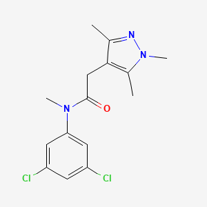 molecular formula C15H17Cl2N3O B7573894 N-(3,5-dichlorophenyl)-N-methyl-2-(1,3,5-trimethylpyrazol-4-yl)acetamide 