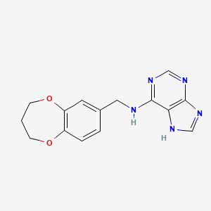 molecular formula C15H15N5O2 B7573921 N-(3,4-dihydro-2H-1,5-benzodioxepin-7-ylmethyl)-7H-purin-6-amine 