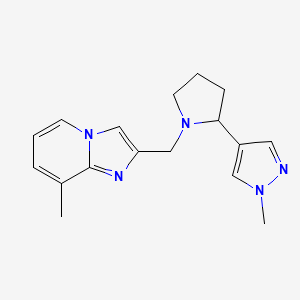 molecular formula C17H21N5 B7573926 8-Methyl-2-[[2-(1-methylpyrazol-4-yl)pyrrolidin-1-yl]methyl]imidazo[1,2-a]pyridine 