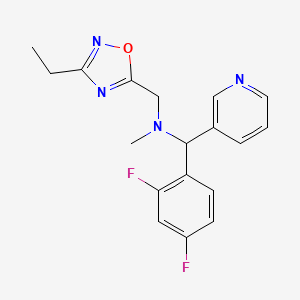 molecular formula C18H18F2N4O B7573932 1-(2,4-difluorophenyl)-N-[(3-ethyl-1,2,4-oxadiazol-5-yl)methyl]-N-methyl-1-pyridin-3-ylmethanamine 