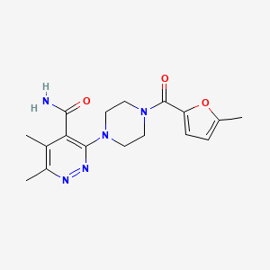 molecular formula C17H21N5O3 B7573935 5,6-Dimethyl-3-[4-(5-methylfuran-2-carbonyl)piperazin-1-yl]pyridazine-4-carboxamide 