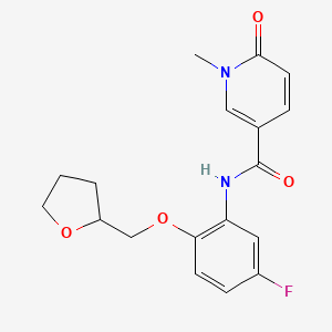 molecular formula C18H19FN2O4 B7573960 N-[5-fluoro-2-(oxolan-2-ylmethoxy)phenyl]-1-methyl-6-oxopyridine-3-carboxamide 
