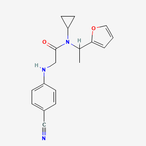 molecular formula C18H19N3O2 B7573965 2-(4-cyanoanilino)-N-cyclopropyl-N-[1-(furan-2-yl)ethyl]acetamide 