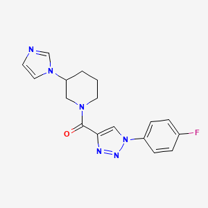 molecular formula C17H17FN6O B7573973 [1-(4-Fluorophenyl)triazol-4-yl]-(3-imidazol-1-ylpiperidin-1-yl)methanone 