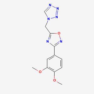 molecular formula C12H12N6O3 B7573989 3-(3,4-Dimethoxyphenyl)-5-(tetrazol-1-ylmethyl)-1,2,4-oxadiazole 