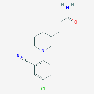 molecular formula C15H18ClN3O B7573994 3-[1-(4-Chloro-2-cyanophenyl)piperidin-3-yl]propanamide 