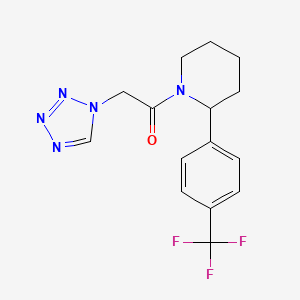 molecular formula C15H16F3N5O B7574019 2-(Tetrazol-1-yl)-1-[2-[4-(trifluoromethyl)phenyl]piperidin-1-yl]ethanone 