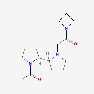 molecular formula C15H25N3O2 B7574022 2-[2-(1-Acetylpyrrolidin-2-yl)pyrrolidin-1-yl]-1-(azetidin-1-yl)ethanone 