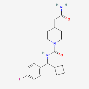 molecular formula C19H26FN3O2 B7574051 4-(2-amino-2-oxoethyl)-N-[cyclobutyl-(4-fluorophenyl)methyl]piperidine-1-carboxamide 