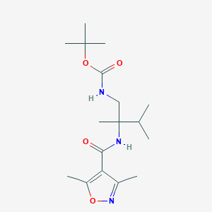 molecular formula C17H29N3O4 B7574068 tert-butyl N-[2-[(3,5-dimethyl-1,2-oxazole-4-carbonyl)amino]-2,3-dimethylbutyl]carbamate 