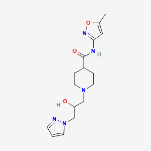 molecular formula C16H23N5O3 B7574080 1-(2-hydroxy-3-pyrazol-1-ylpropyl)-N-(5-methyl-1,2-oxazol-3-yl)piperidine-4-carboxamide 