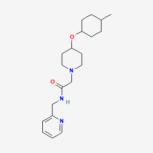 molecular formula C20H31N3O2 B7574082 2-[4-(4-methylcyclohexyl)oxypiperidin-1-yl]-N-(pyridin-2-ylmethyl)acetamide 