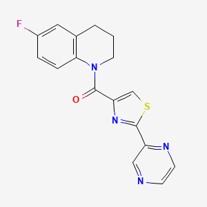 molecular formula C17H13FN4OS B7574089 (6-fluoro-3,4-dihydro-2H-quinolin-1-yl)-(2-pyrazin-2-yl-1,3-thiazol-4-yl)methanone 