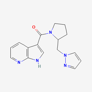 molecular formula C16H17N5O B7574097 [2-(pyrazol-1-ylmethyl)pyrrolidin-1-yl]-(1H-pyrrolo[2,3-b]pyridin-3-yl)methanone 
