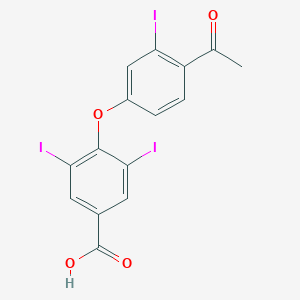 molecular formula C15H9I3O4 B075741 Benzoic acid, 4-(4-acetyl-3-iodophenoxy)-3,5-diiodo- CAS No. 1160-36-7