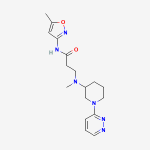 molecular formula C17H24N6O2 B7574110 N-(5-methyl-1,2-oxazol-3-yl)-3-[methyl-(1-pyridazin-3-ylpiperidin-3-yl)amino]propanamide 