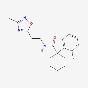 molecular formula C19H25N3O2 B7574124 N-[2-(3-methyl-1,2,4-oxadiazol-5-yl)ethyl]-1-(2-methylphenyl)cyclohexane-1-carboxamide 