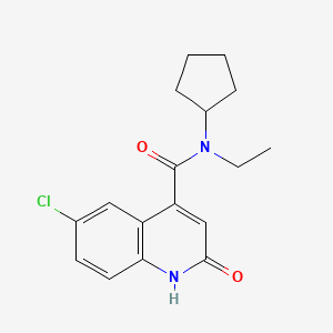 molecular formula C17H19ClN2O2 B7574135 6-chloro-N-cyclopentyl-N-ethyl-2-oxo-1H-quinoline-4-carboxamide 